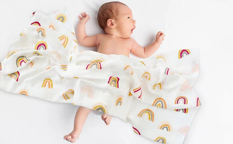 Muslin Cotton Swaddle Tan Checkered Print Blanket