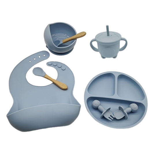 Baby Toddler Children's 8 Piece Silicone Feeding Tableware Set