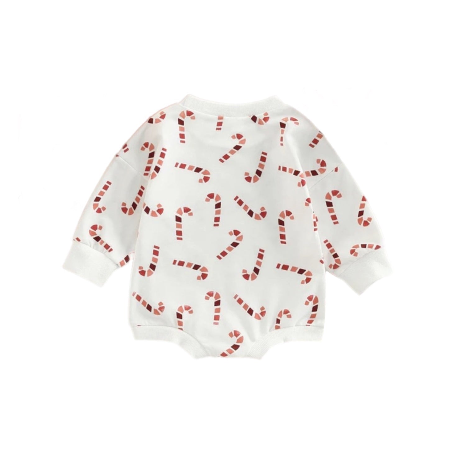 Newborn Infant Toddler Unisex Christmas Candy Cane Long Sleeve Bodysuit Romper
