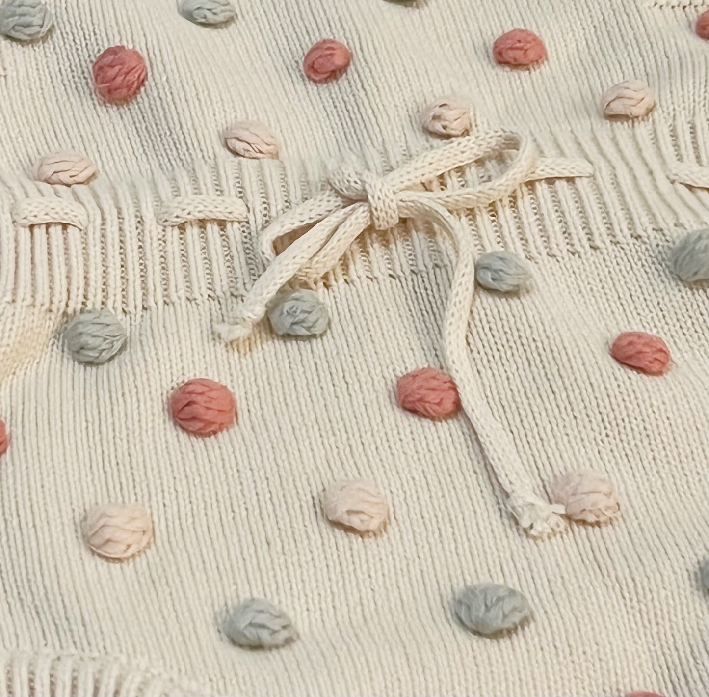 Baby Girls Knitted Pompom Romper Jumpsuit Handmade 100% Cotton