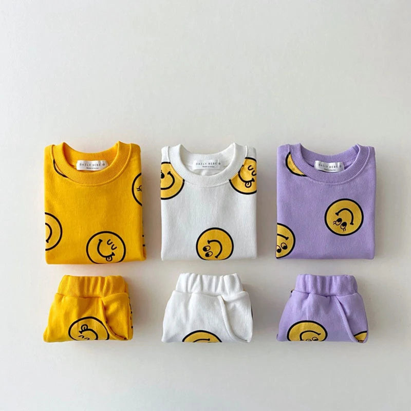 2 Pc Set: Baby Toddler Yellow Summer T-Shirt and Shorts Smile Set