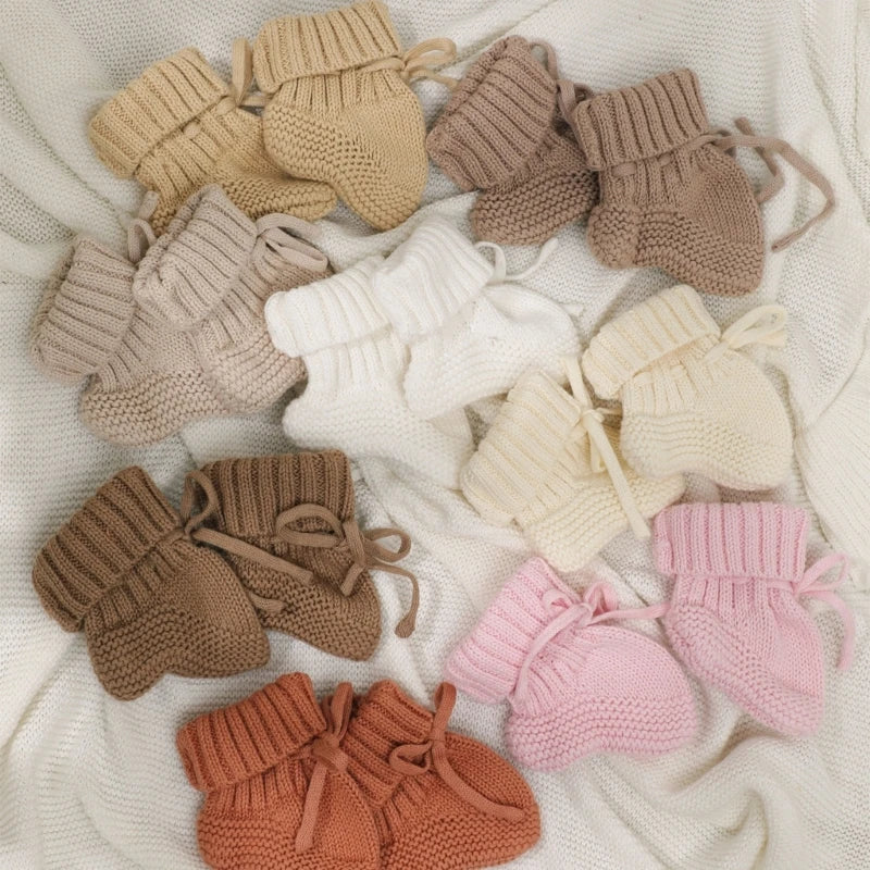 3Pc Newborn Knitted Soft Romper Set with Matching Hat and Socks