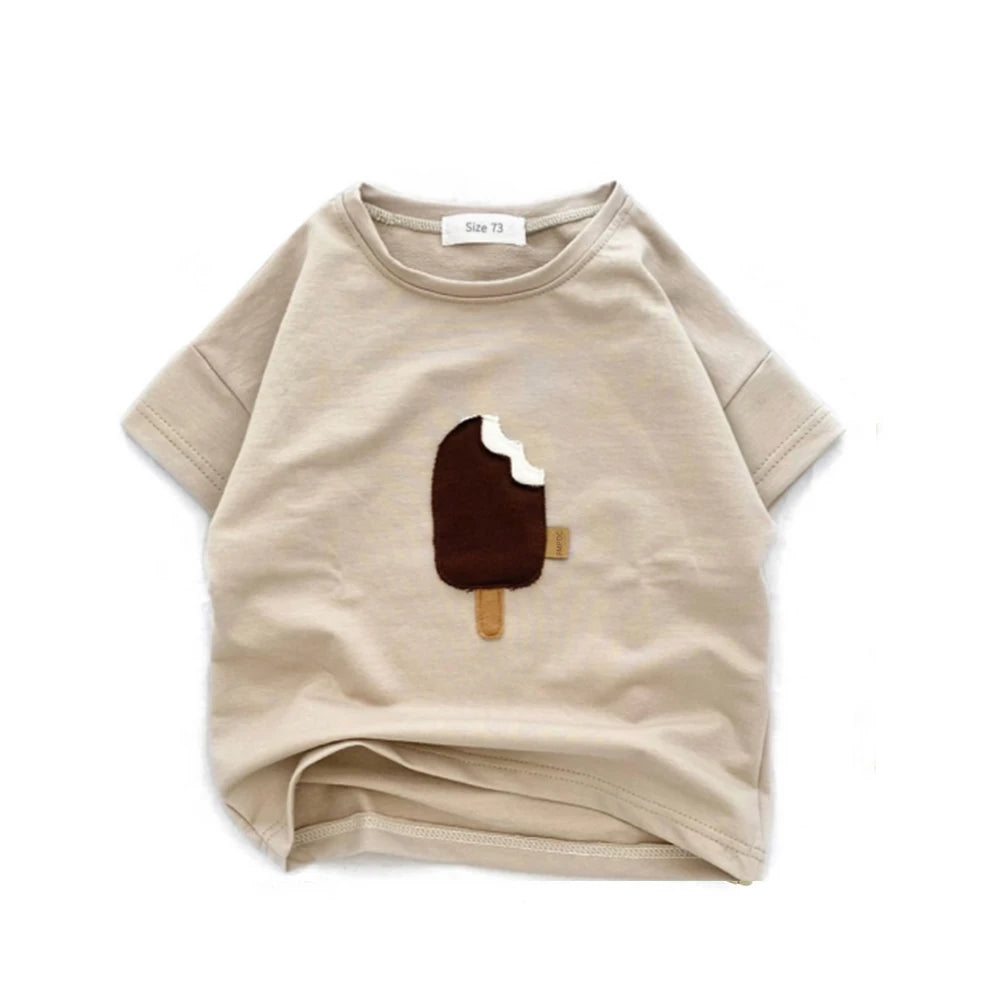 1pc: Baby Toddler Unisex Graphic Ice Cream T-Shirt Shorts