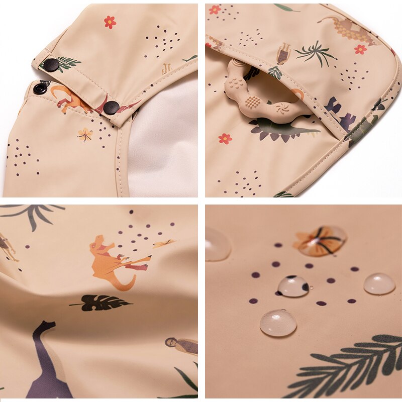 Baby Toddler Easy Wear Long Sleeved Pattern Print Waterproof Bib