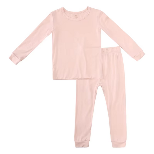 12M-6T Toddler Kids Blush Pink Two Piece Bamboo Pajamas Set