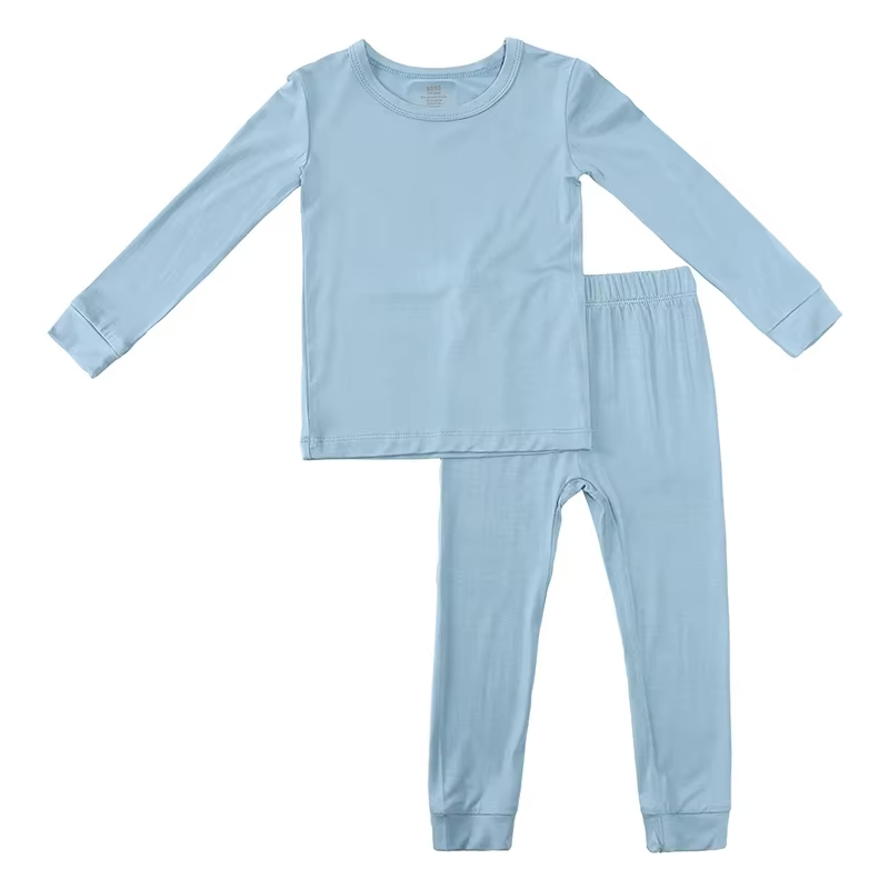 12M-6T Toddler Kids Light Blue Two Piece Bamboo Pajamas Set