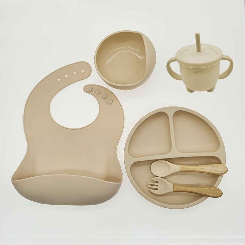 Baby Toddler Children's 6 Piece Silicone Feeding Tableware Set