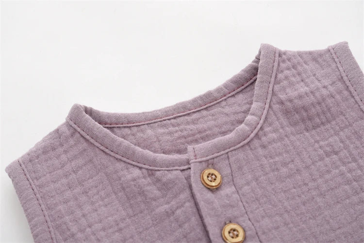 0-2T Summer Baby 100% Cotton Linen Bodysuits Sleeveless Romper