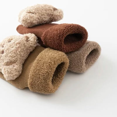 0-3T Baby Toddler Bear Fuzzy Socks Anti Slip