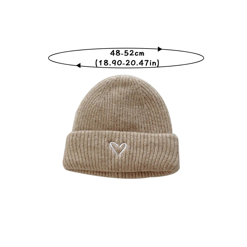 Unisex Gray Love Embroidery Toddler Kids Winter Knitted Hat