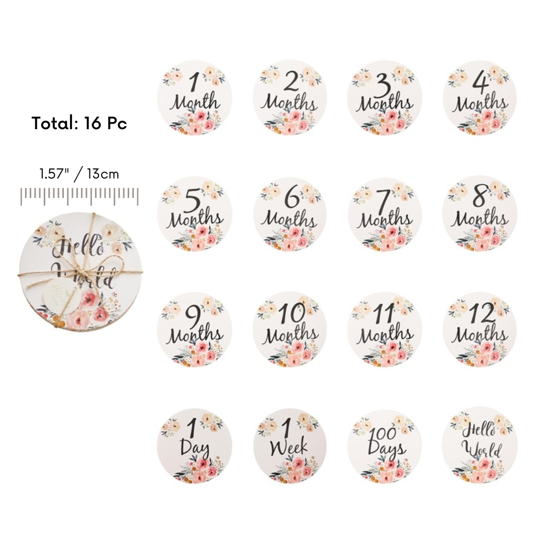 Baby Newborn Floral Milestone Monthly Number Cards Photography Prop Gift