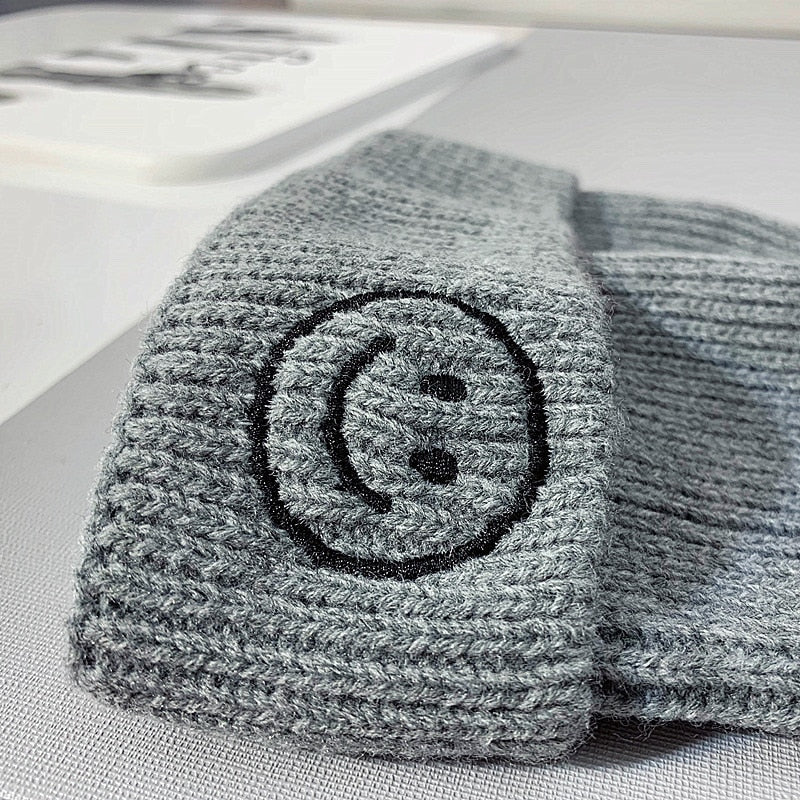 Baby Toddler Kids Solid Color Smiley Knitted Beanie Hat