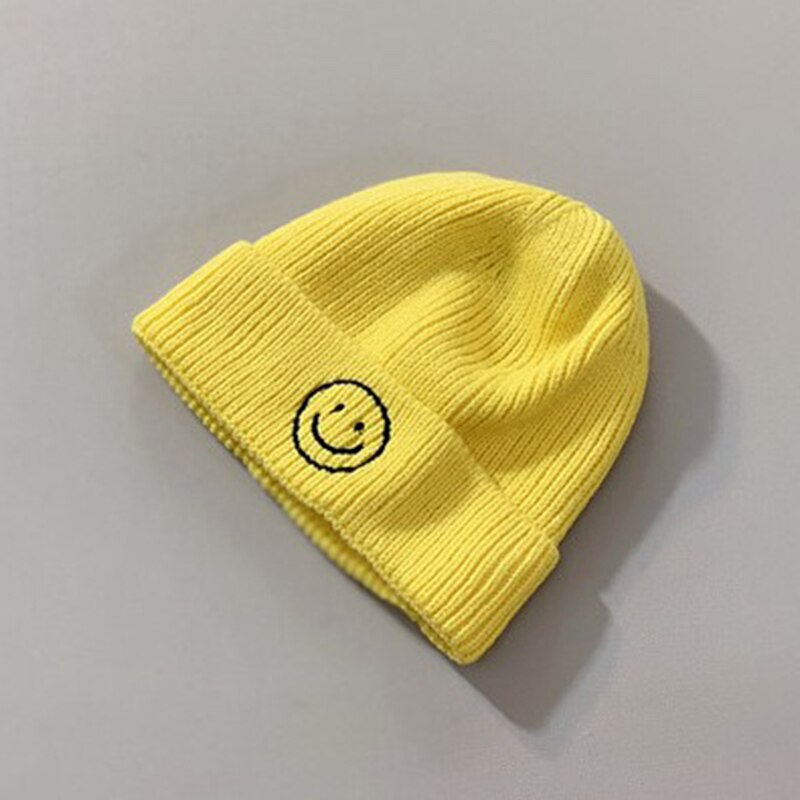 Baby Toddler Kids Solid Color Smiley Knitted Beanie Hat