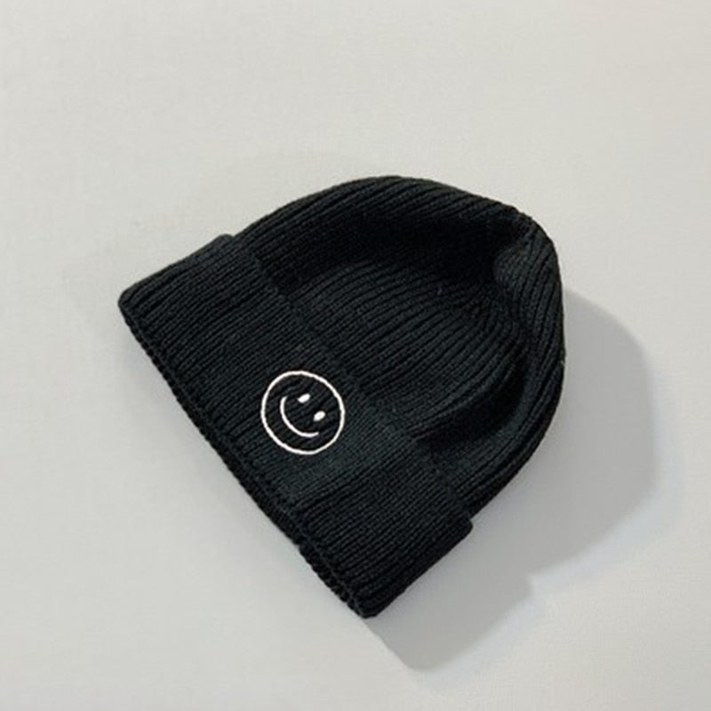 Baby Toddler Kids Solid Color Smiley Knitted Beanie Hat