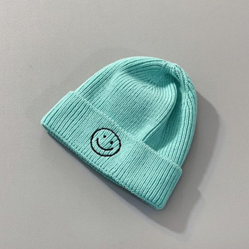 Baby Toddler Kids Solid Color Smiley Knitted Beanie Hat