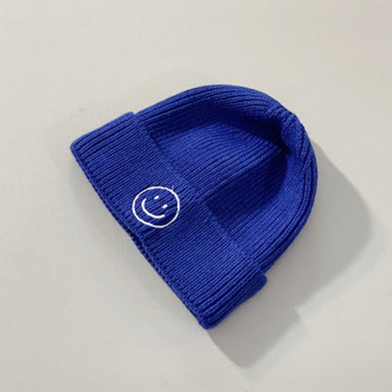 Baby Toddler Kids Solid Color Smiley Knitted Beanie Hat