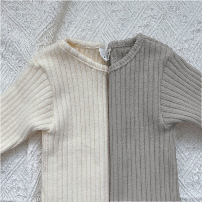 0-5T Baby Toddler Two Piece Beige Winter Knit Sweater Pants Leggings Set