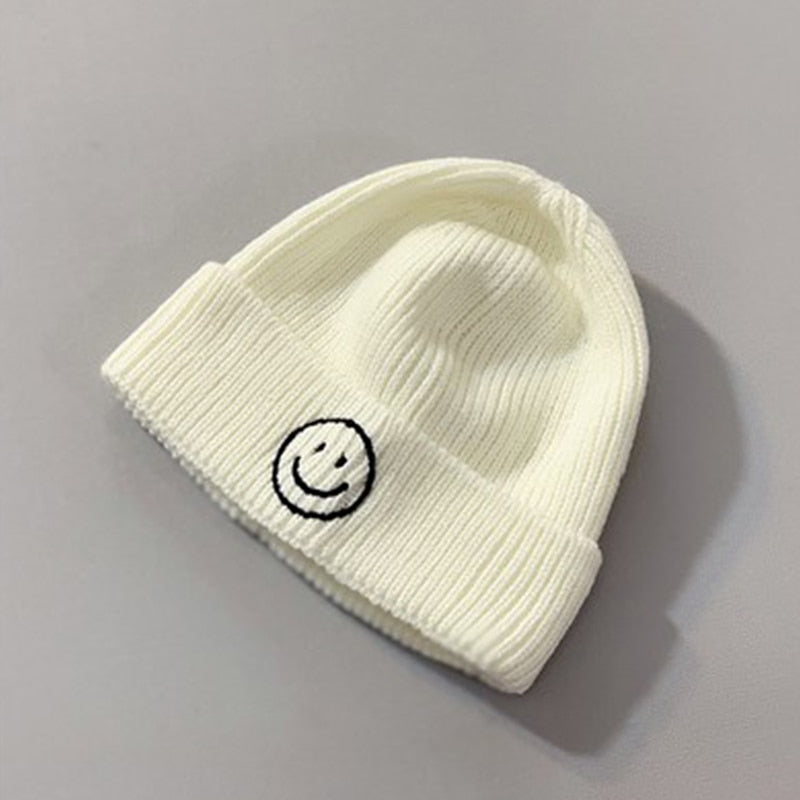 Baby Toddler Kids Solid Color Smiley Knitted Beanie Hat