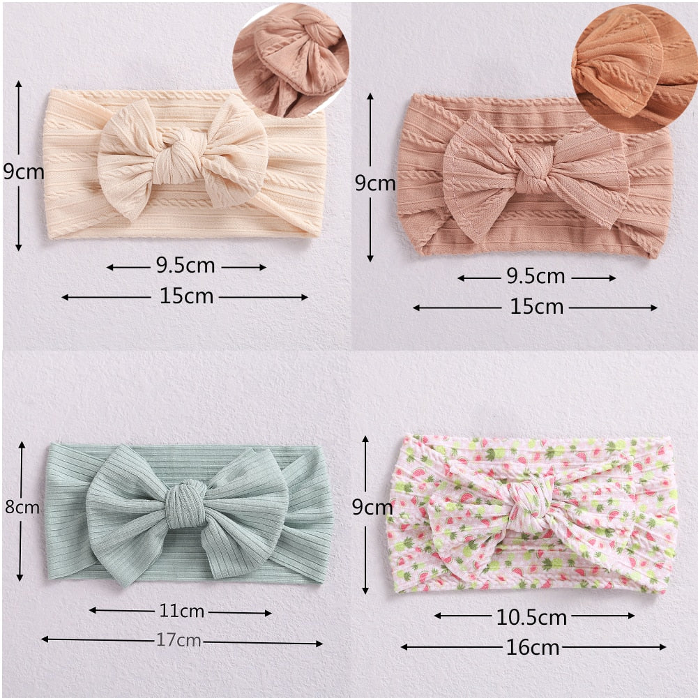 3 Pc: Solid Color Baby Girls Headband with Bow Hair Accessories
