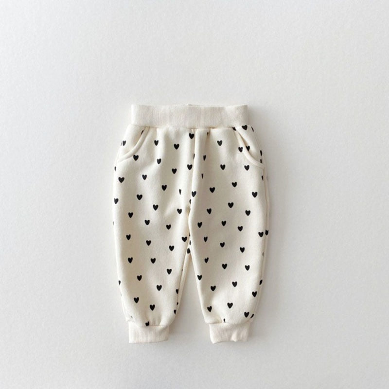 2 Pc Set Infant Toddlers Unisex Cream Hearts Sweater Top and Bottom Set