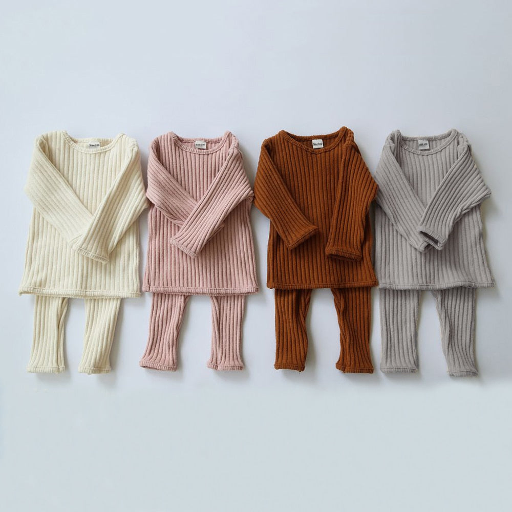0-5T Baby Toddler Two Piece Pink Winter Knit Sweater Pants Leggings Set