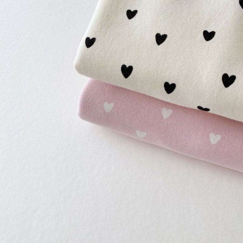 2 Pc Set Infant Toddlers Unisex Pink Hearts Sweater Top and Bottom Set