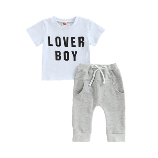 2 Pc Set: Infant Toddler Boys Lover Boy T-Shirt and Pants Set