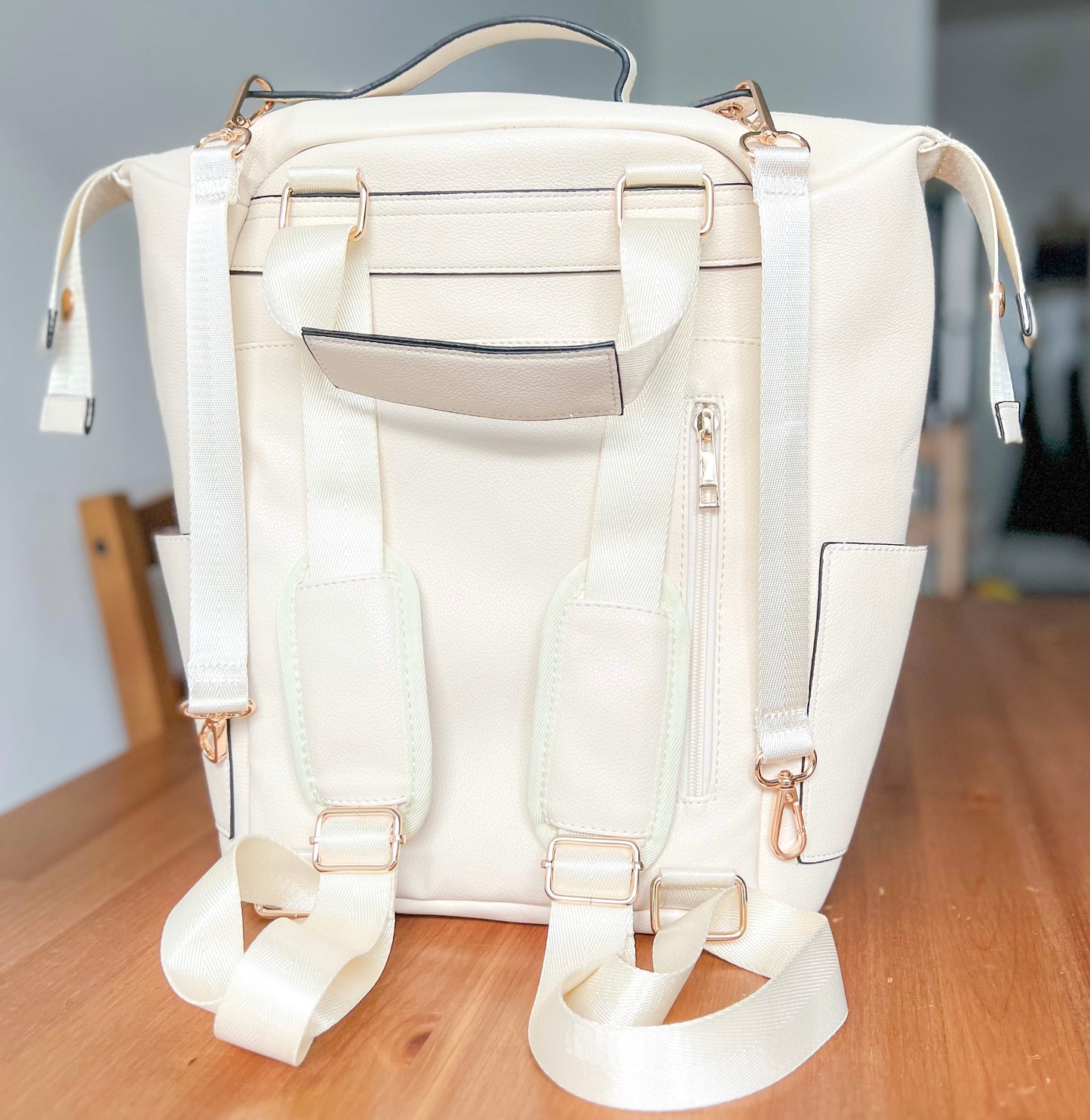 Baby Vegan Leather Diaper Bag Travel Backpack with Changing Pad & Accessories