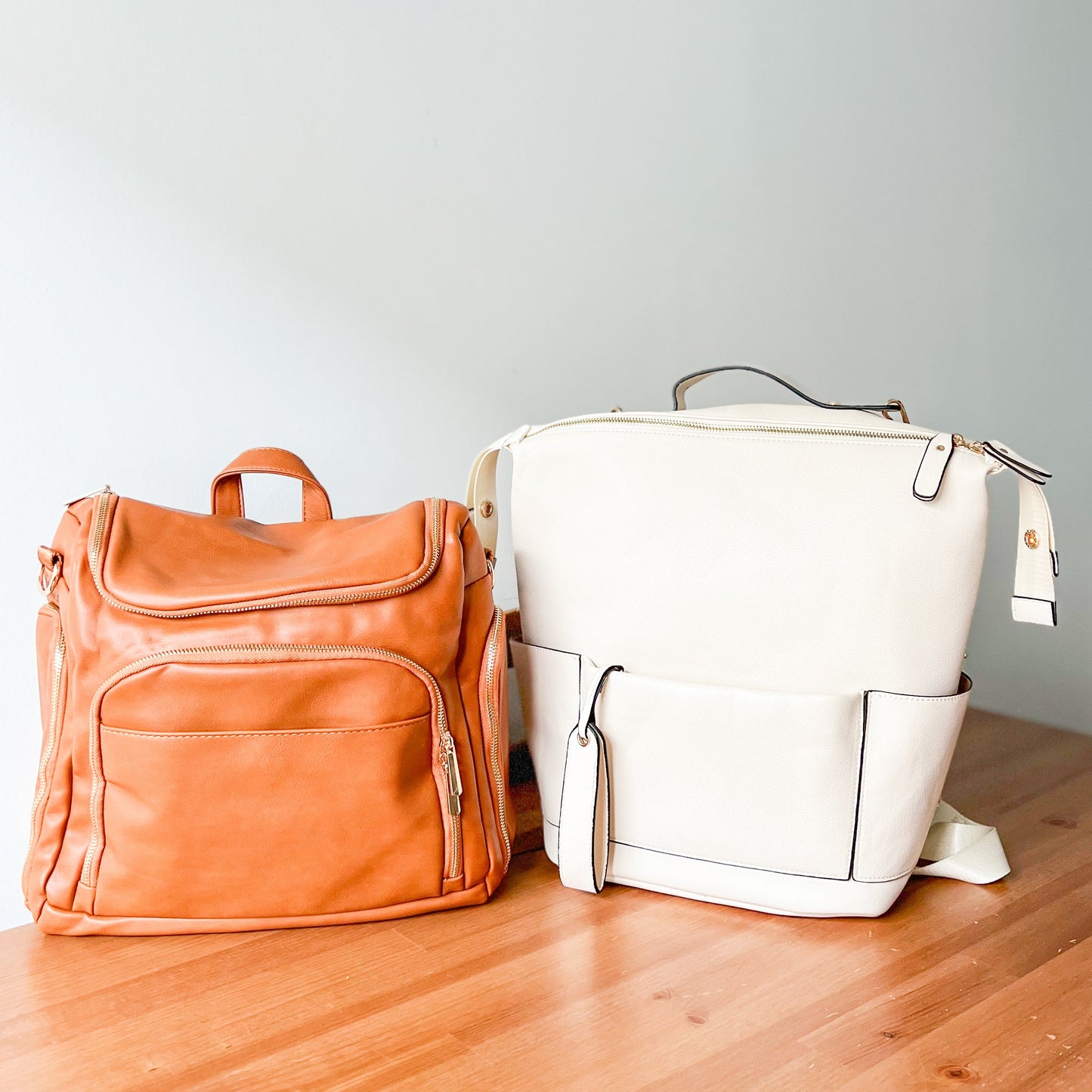 Baby Vegan Leather Diaper Bag Travel Backpack with Changing Pad & Accessories