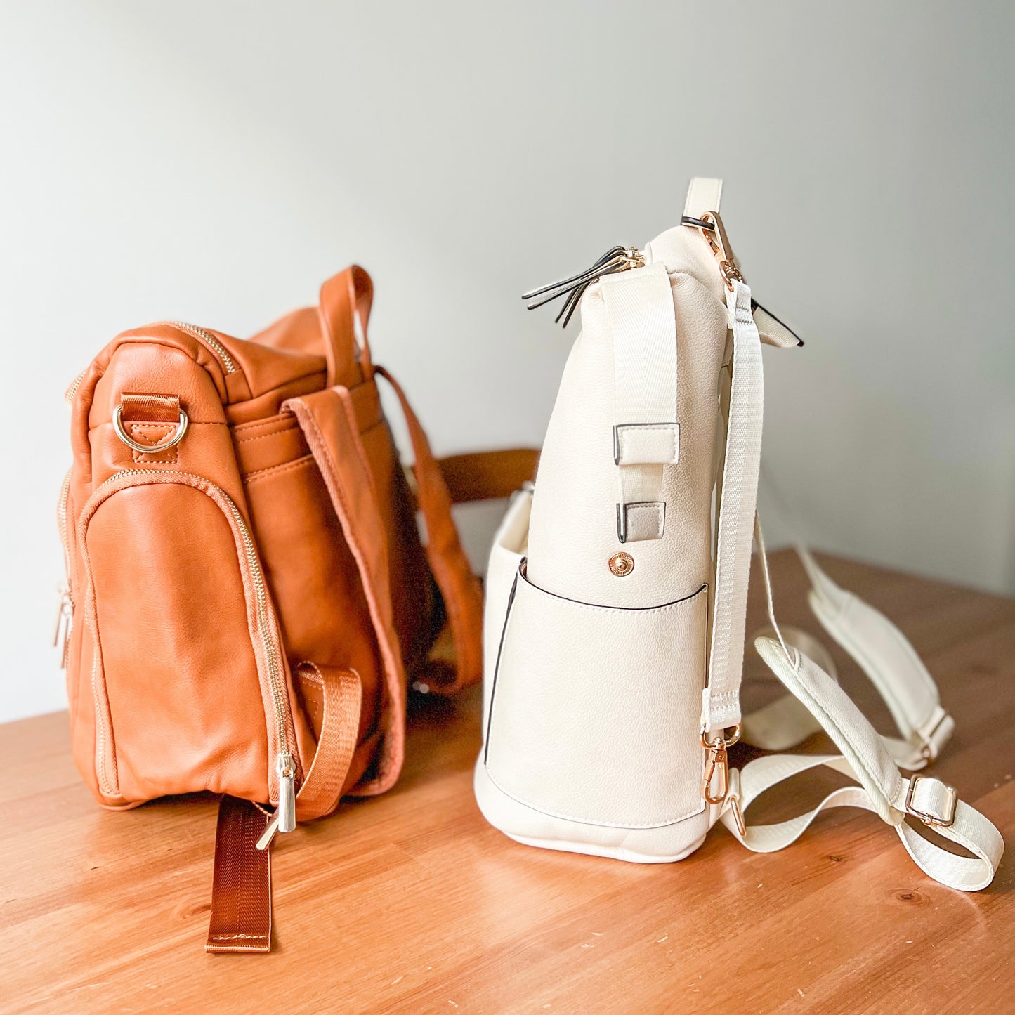 Baby Vegan Leather Diaper Bag Travel Backpack with Changing Pad & Accessories