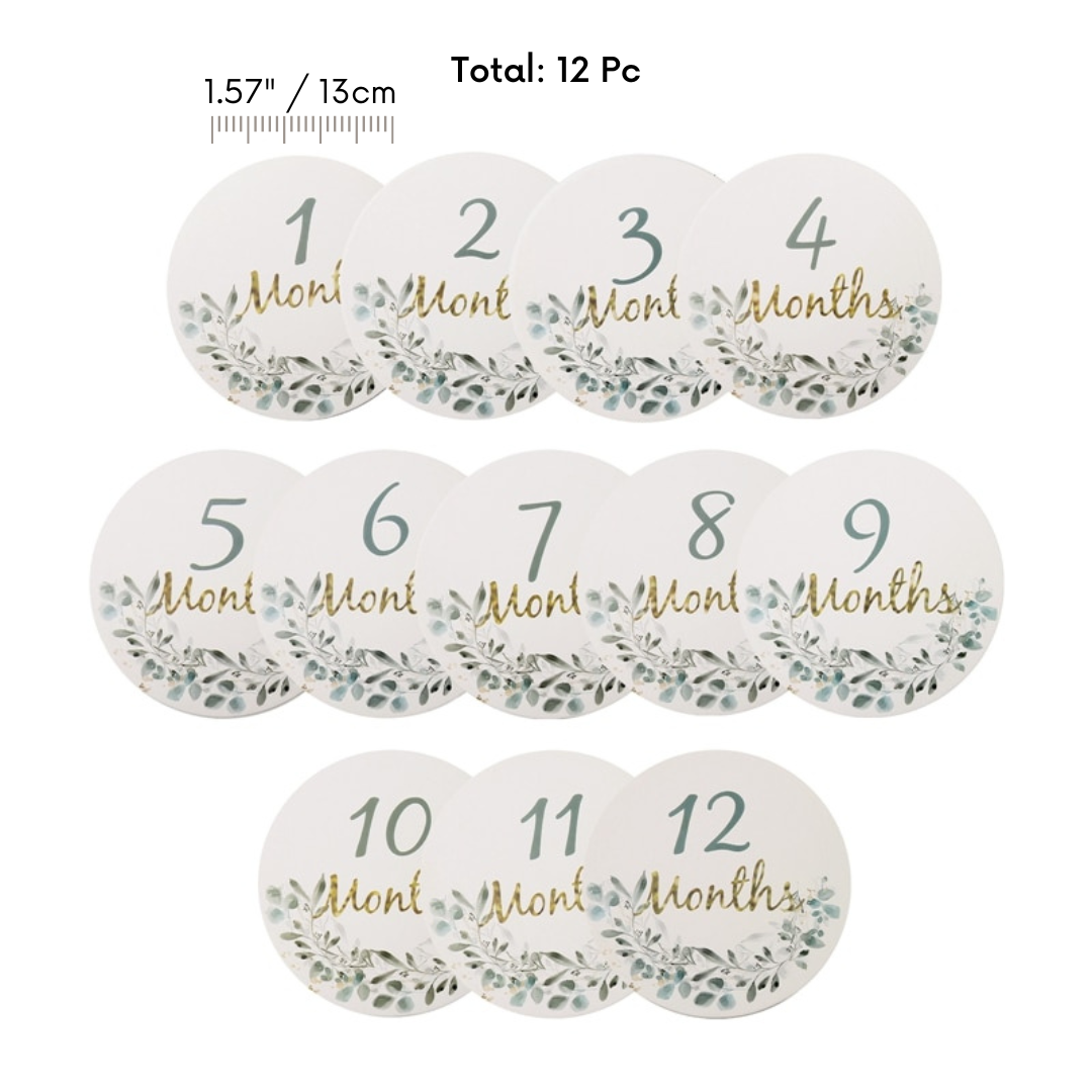 Baby Newborn Leaf Milestone Monthly Number Cards Photography Prop Gift
