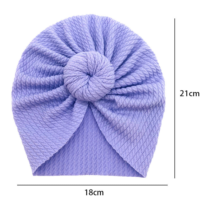 1 Pc: Solid Color Baby Girls Knotted Beanie Hat with Bow Hair Accessories