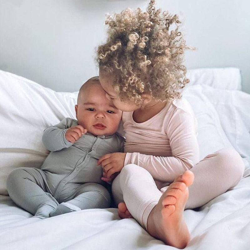 12M-6T Toddler Kids Gray Two Piece Bamboo Pajamas Set