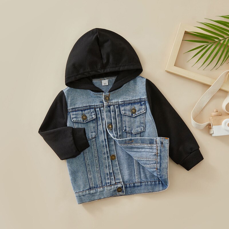 Toddler Boys Denim Hooded Coat Jacket Outerwear