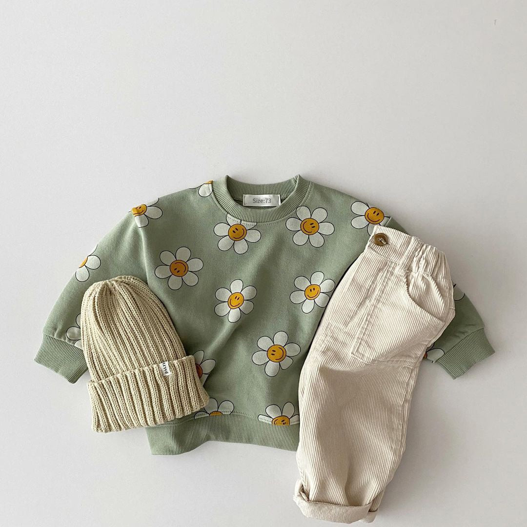 Floral Print Long Sleeve Unisex Baby Tops