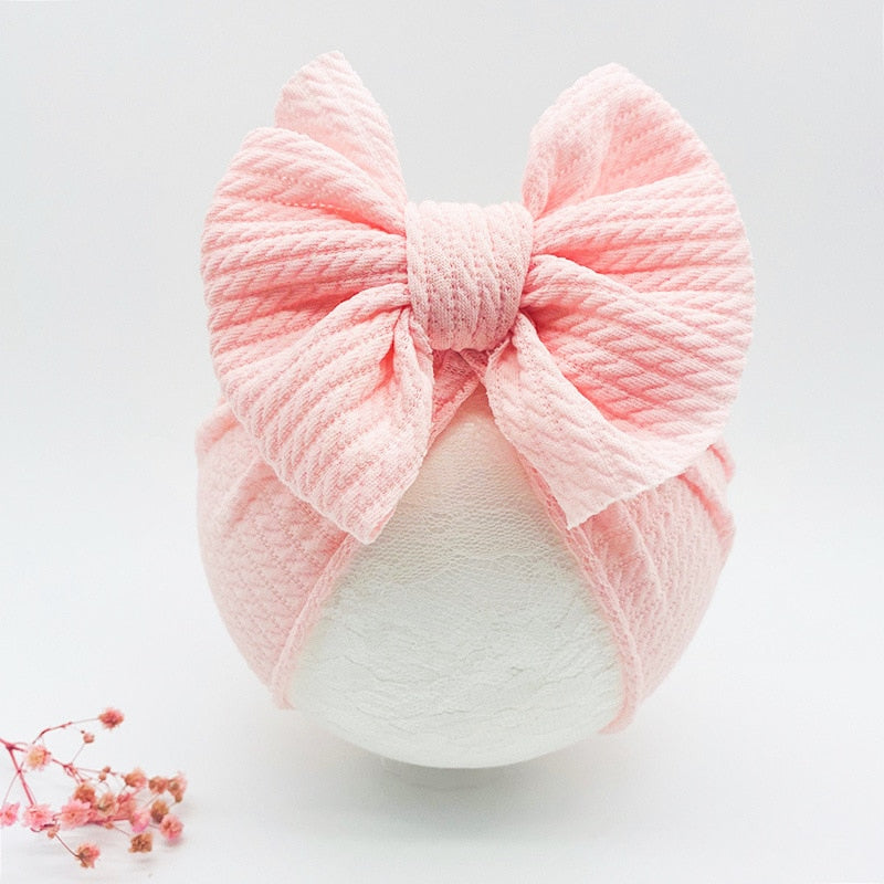 1 Pc: Solid Color Baby Girls Knotted Beanie Hat with Bow Hair Accessories