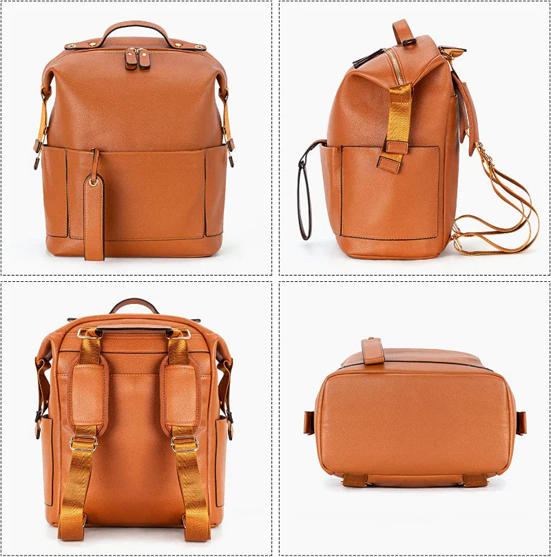 Baby Vegan Leather Diaper Bag Travel Backpack with Changing Pad & Accessories