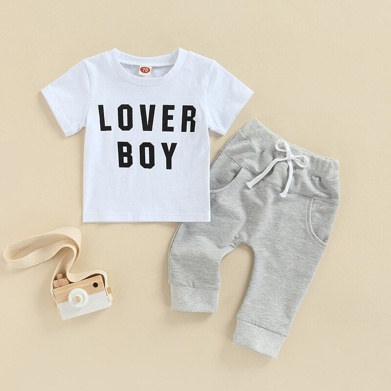 2 Pc Set: Infant Toddler Boys Lover Boy T-Shirt and Pants Set