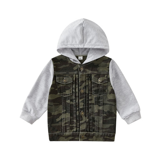 Toddler Boys Denim Camouflage Hooded Coat Jacket Outerwear