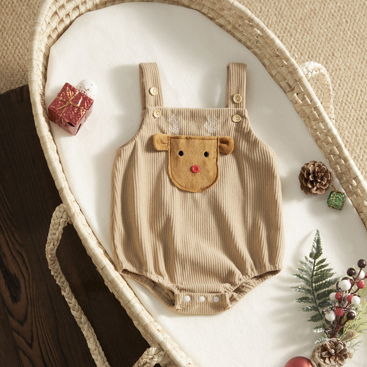 0-18M Baby Infant Toddler Holiday Christmas Corduroy Romper Deer Santa Tree
