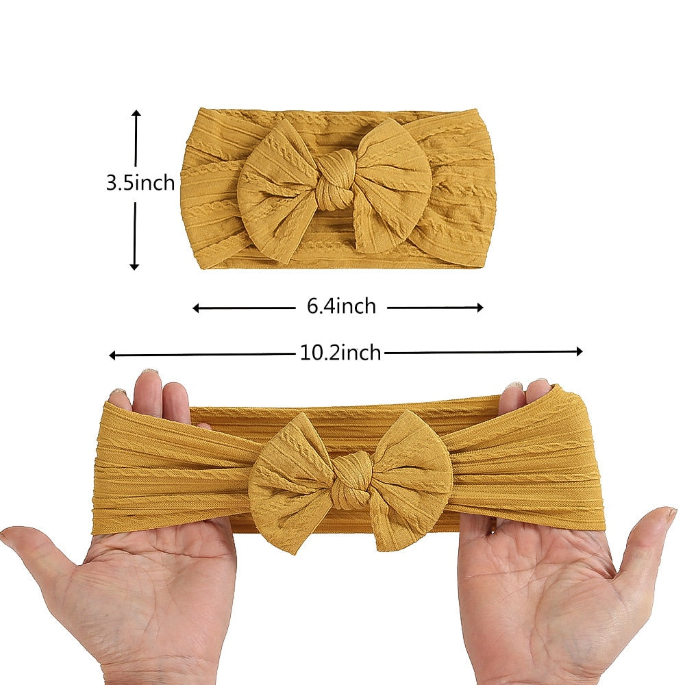 3 Pc: Solid Color Baby Girls Headband with Bow Hair Accessories