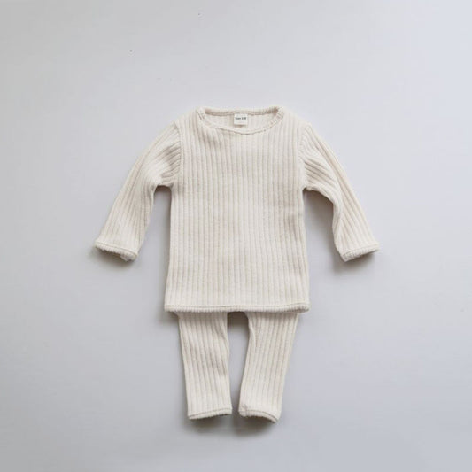 0-5T Baby Toddler White Two Piece Winter Knit Sweater Pants Leggings Set