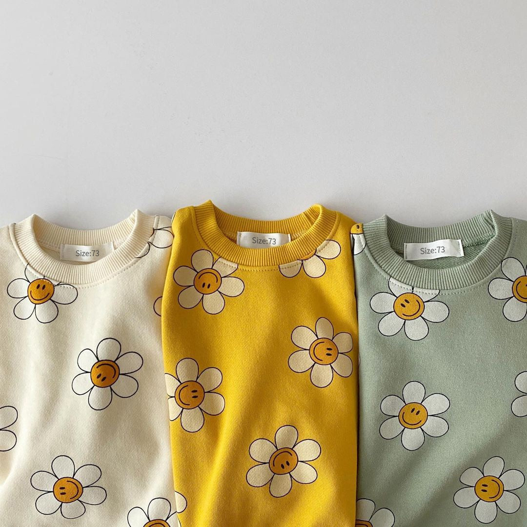 Floral Print Long Sleeve Unisex Baby Tops