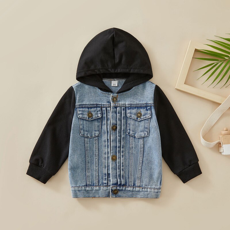 Toddler Boys Denim Hooded Coat Jacket Outerwear