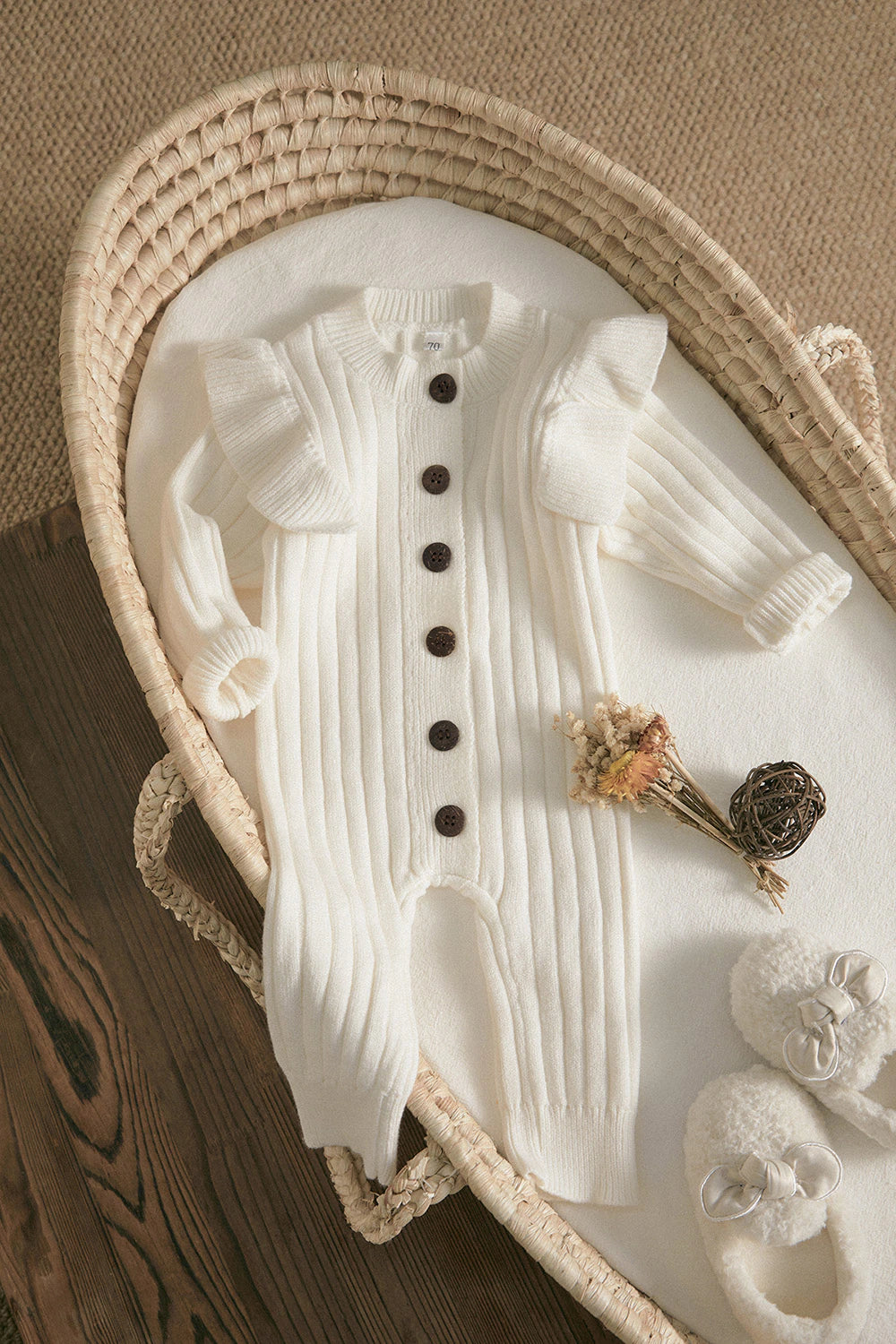 Baby Girls Toddler Fall Winter White Knit Ruffle Romper Jumpsuit