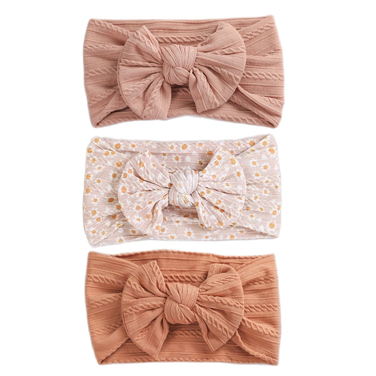 3 Pc: Solid Color Baby Girls Headband with Bow Hair Accessories