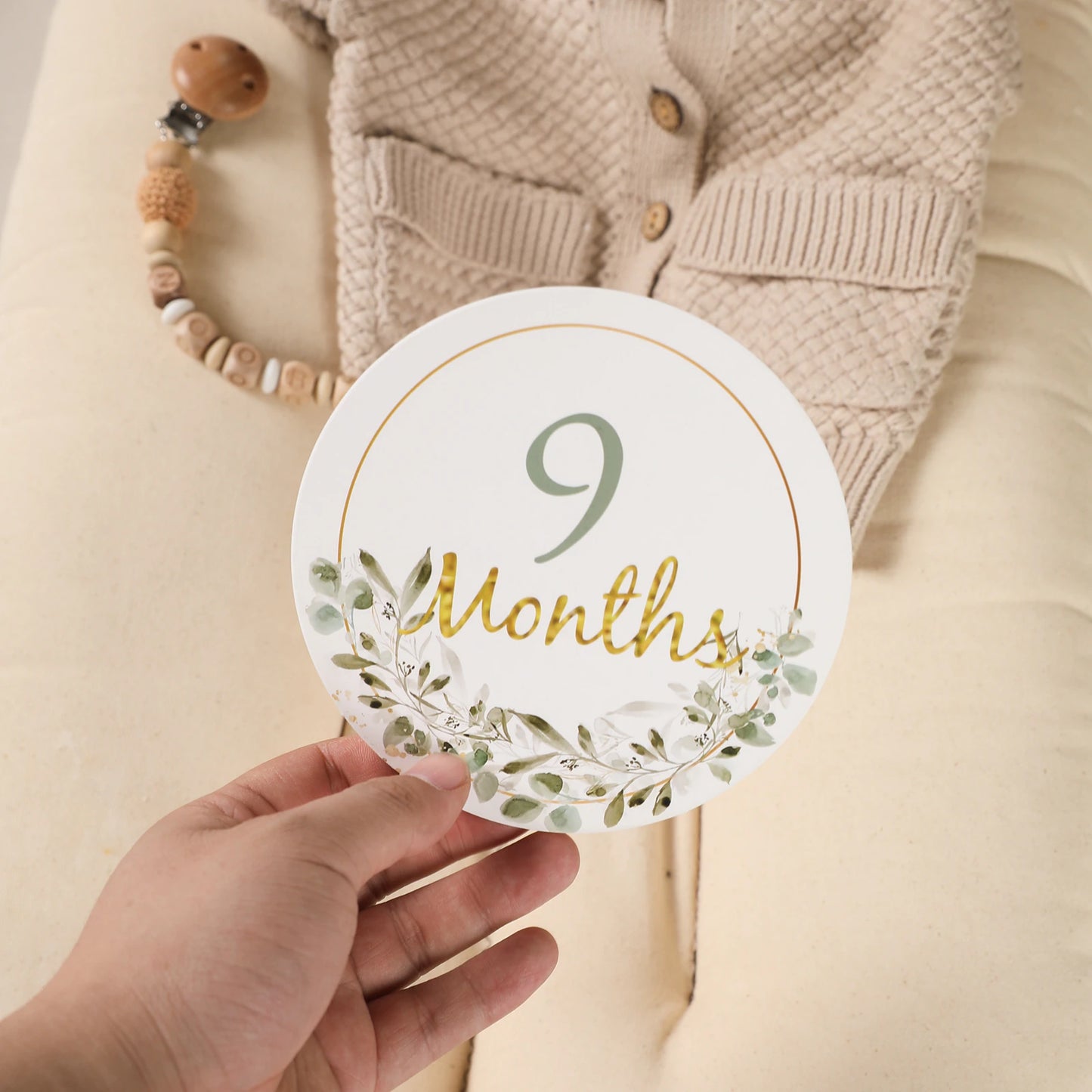 Baby Newborn Leaf Milestone Monthly Number Cards Photography Prop Gift