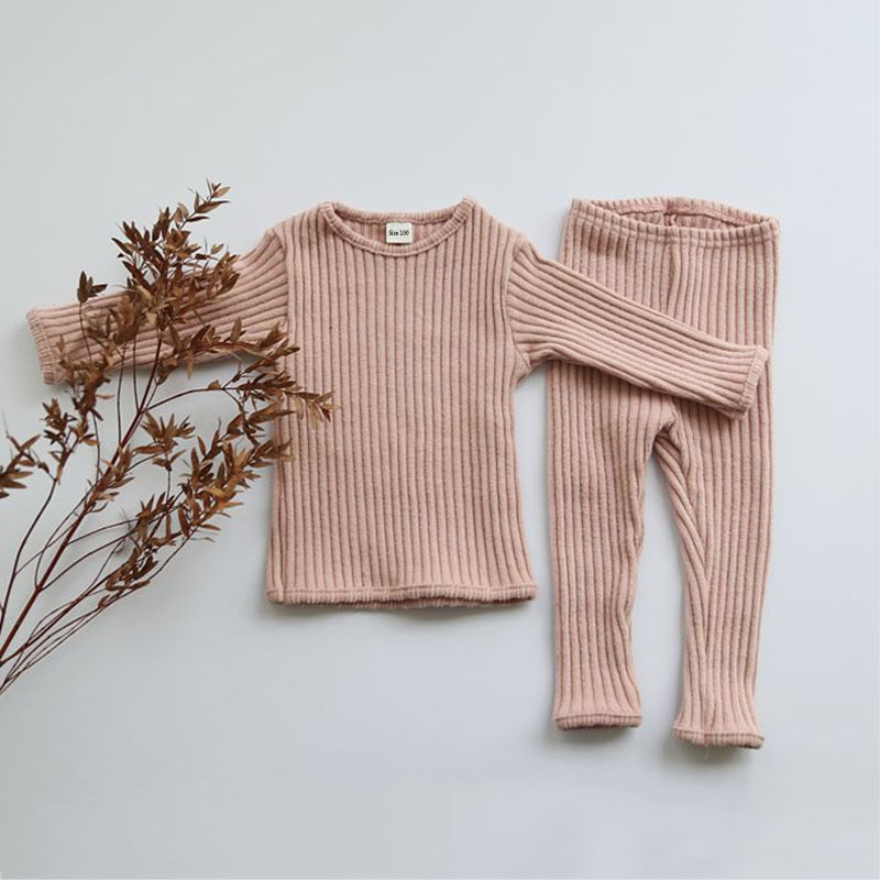 0-5T Baby Toddler Two Piece Pink Winter Knit Sweater Pants Leggings Set
