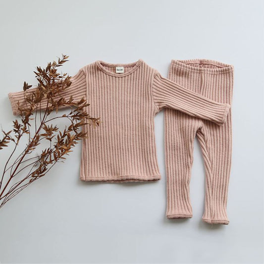 0-5T Baby Toddler Two Piece Pink Winter Knit Sweater Pants Leggings Set