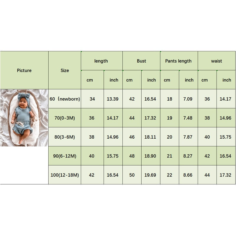 3 Pc Set: Baby Girls Scalloped Bodysuit + Drawstring Shorts + Bow Outfit